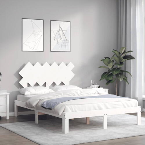 Berkfield Bed Frame without Mattress White Small Double Solid Wood Pine 2