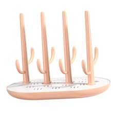 Pink Baby Bottle Drying Rack with Removable Tray, Fast Air Drying Plastic Drainer for Bottles and Nipples