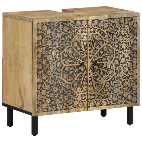 Berkfield 2 Piece Bathroom Furniture Set Solid Wood Mango 1