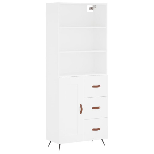 Berkfield Highboard White 69.5x34x180 cm Engineered Wood 1