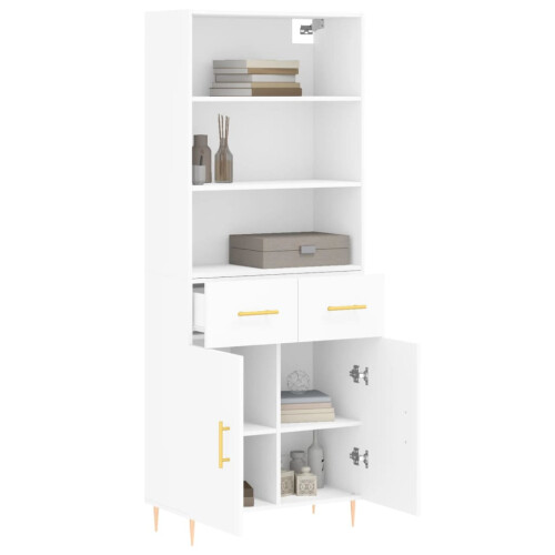 Berkfield Highboard White 69.5x34x180 cm Engineered Wood 2