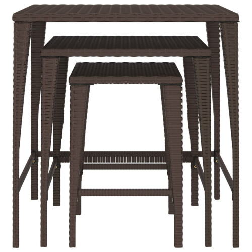 Berkfield Nesting Tables 3 pcs Brown Poly Rattan 2