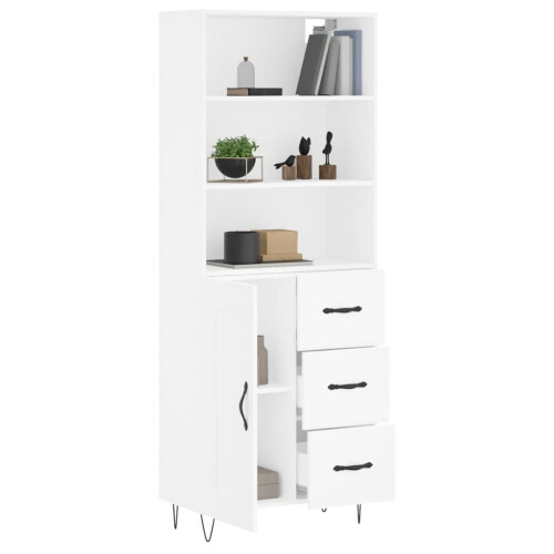 Berkfield Highboard White 69.5x34x180 cm Engineered Wood 2