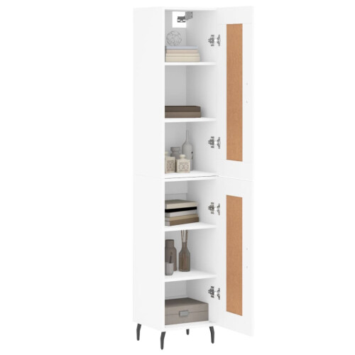 Berkfield Highboard White 34.5x34x180 cm Engineered Wood 2