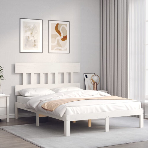 Berkfield Bed Frame without Mattress White Small Double Solid Wood Pine 2
