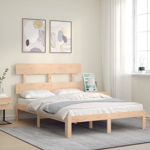 Berkfield Bed Frame without Mattress Small Double Solid Wood Pine 2