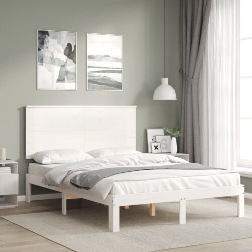 Berkfield Bed Frame without Mattress White Small Double Solid Wood Pine 2