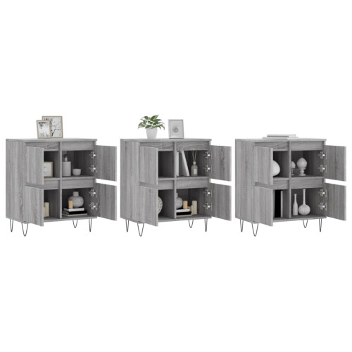 Berkfield Sideboards 3 pcs Grey Sonoma Engineered Wood 2