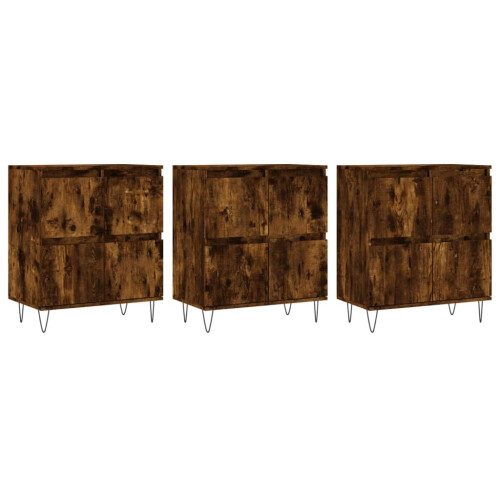 Berkfield Sideboards 3 pcs Smoked Oak Engineered Wood 1