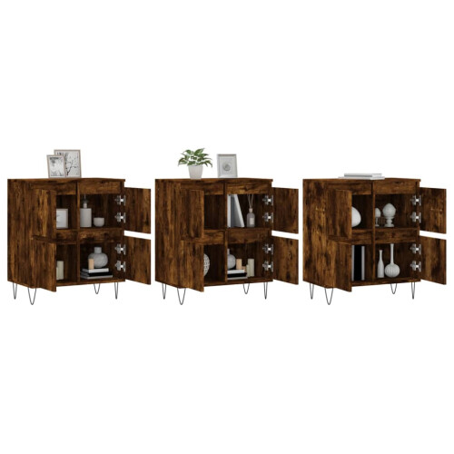 Berkfield Sideboards 3 pcs Smoked Oak Engineered Wood 2