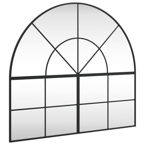Berkfield Wall Mirror Black 100x90 cm Arch Iron 1