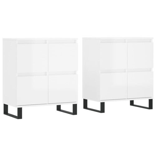 Berkfield Sideboards 2 pcs High Gloss White Engineered Wood 1