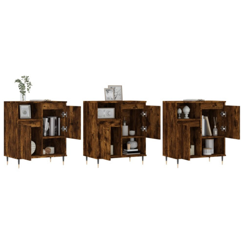 Berkfield Sideboards 3 pcs Smoked Oak Engineered Wood 2
