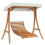 Berkfield Swing Bed with Canopy Solid Wood Spruce with Teak Finish 2