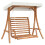 Berkfield Swing Bench with Canopy Solid Wood Spruce with Teak Finish 2