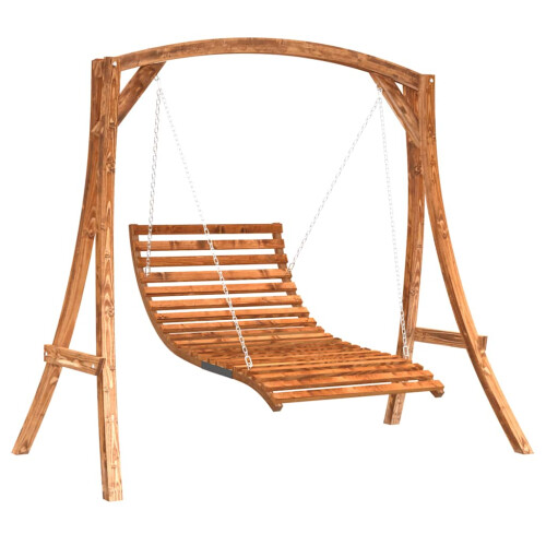 Berkfield Swing Bed Solid Wood Spruce with Teak Finish 1