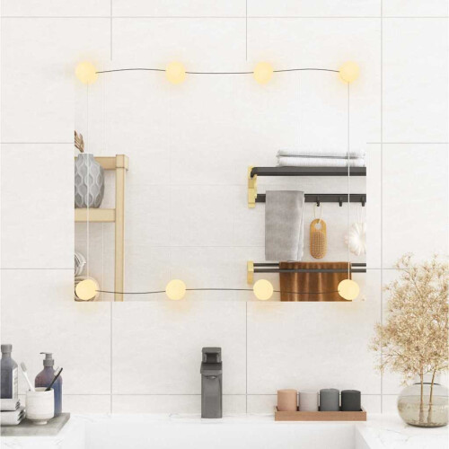 Berkfield Wall Mirror with LED Lights 50x60 cm Glass Rectangle 2