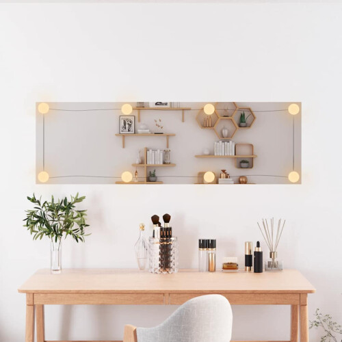 Berkfield Wall Mirror with LED Lights 30x100 cm Glass Rectangle 2