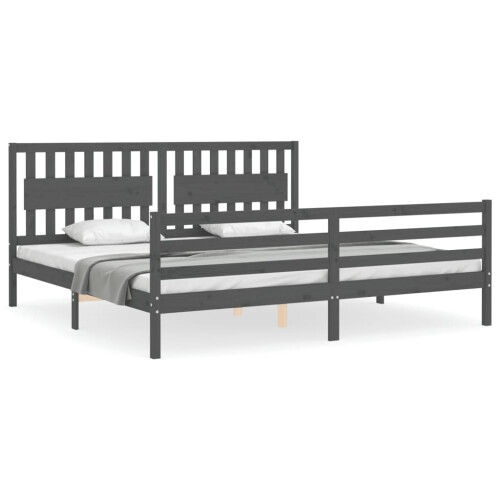 Berkfield Bed Frame without Mattress Grey 200x200 cm Solid Wood 1
