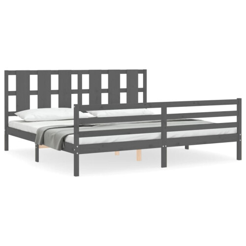 Berkfield Bed Frame without Mattress Grey 200x200 cm Solid Wood 1