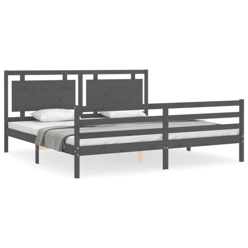 Berkfield Bed Frame without Mattress Grey 200x200 cm Solid Wood 1