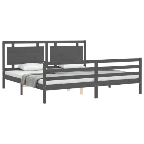 Berkfield Bed Frame without Mattress Grey 200x200 cm Solid Wood 2