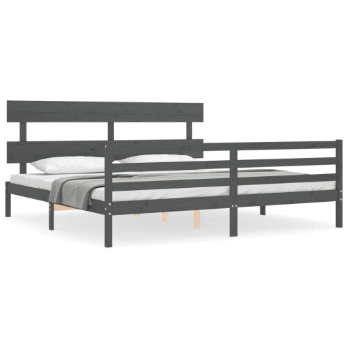 Berkfield Bed Frame without Mattress Grey 200x200 cm Solid Wood 1