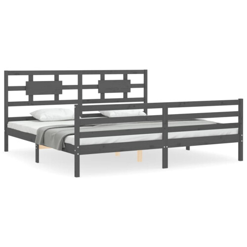 Berkfield Bed Frame without Mattress Grey 200x200 cm Solid Wood 1