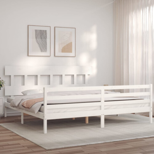 Berkfield Bed Frame without Mattress White 200x200 cm Solid Wood 2