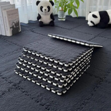 10pcs Black Foam Floor Tiles Set, Soft Cushioning Plush Mats for Living Room, Bedroom and Home Exercise