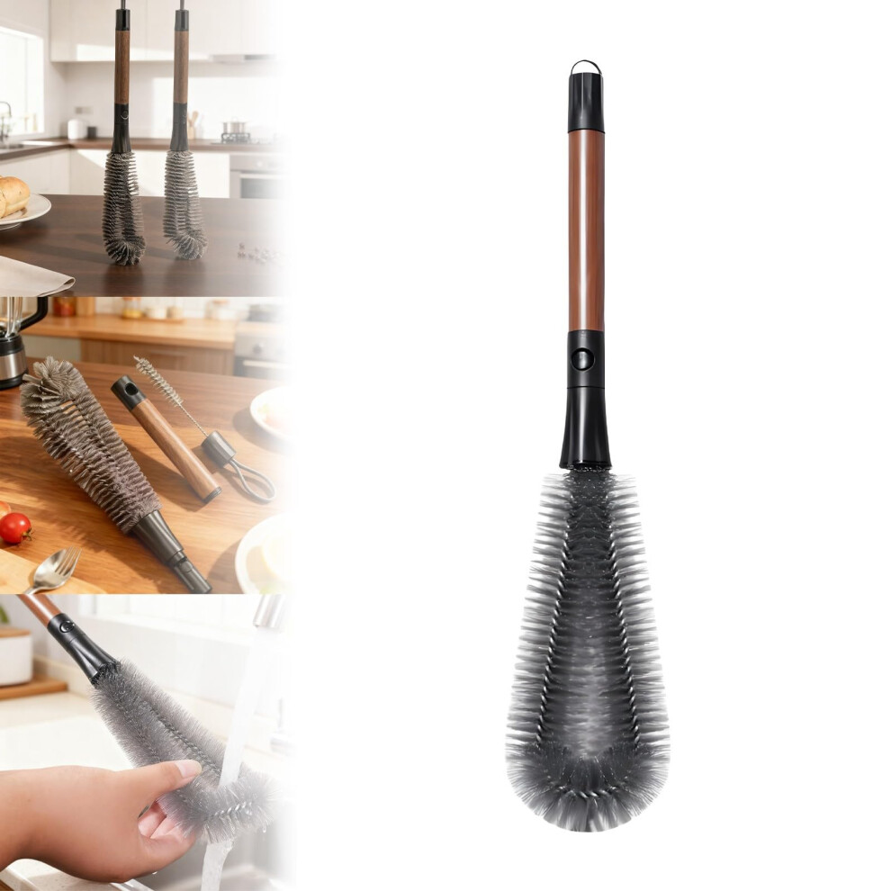 360 Flexible Silicone Bottle Brush with Long Handle, Soft Bristles for Cups, Baby Bottles and Containers
