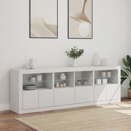 Berkfield Sideboard with LED Lights White 202x37x67 cm 2