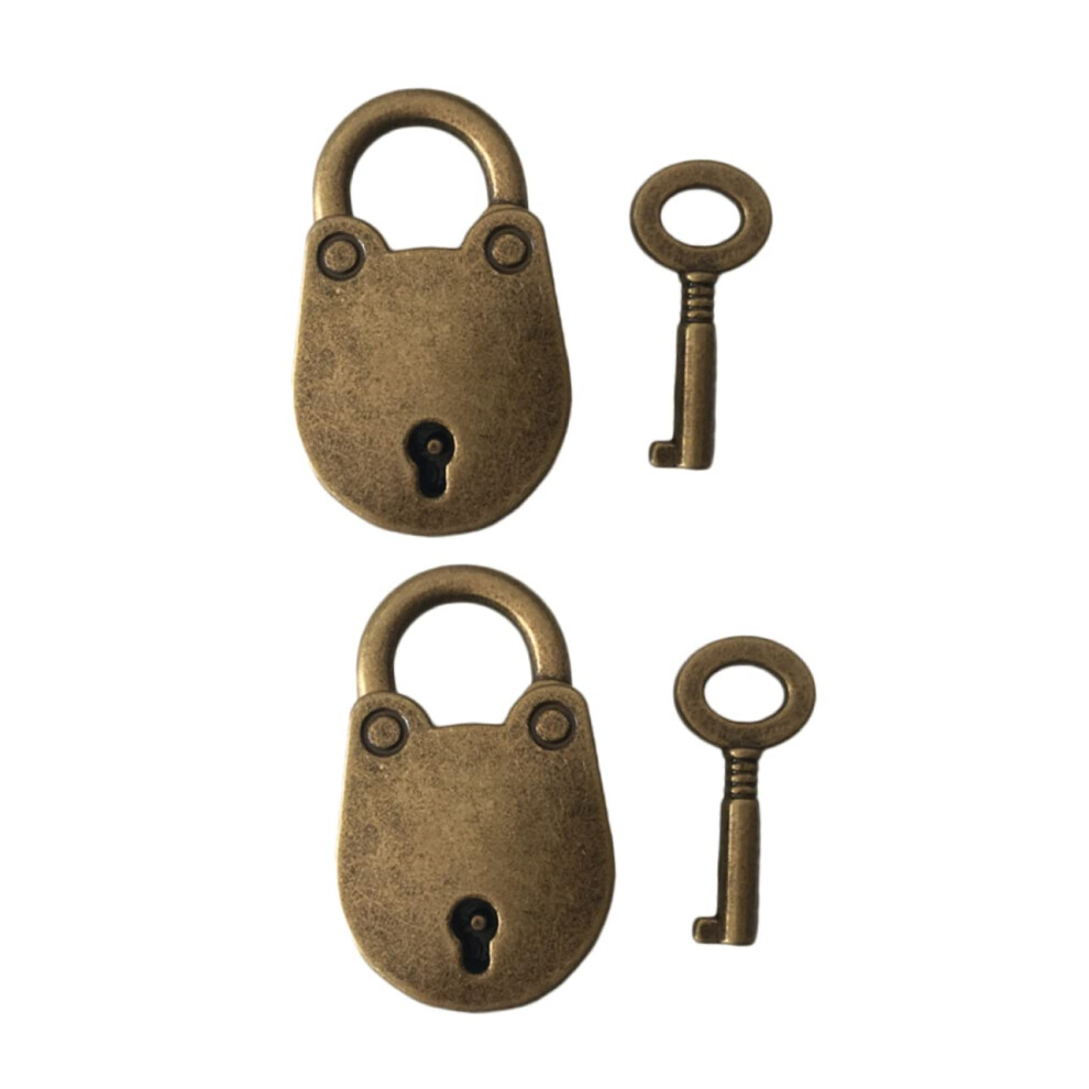 2Pcs Vintage Padlock For Jewelry Box, Durable Zinc Alloy Antique Lock With Key For Handbags And Closets 9351714793568