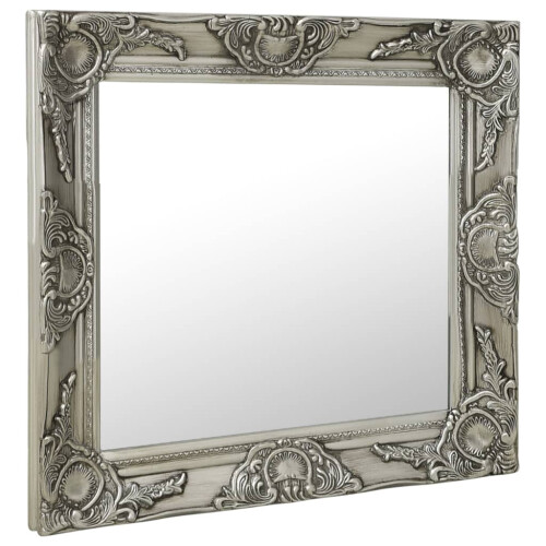 Berkfield Wall Mirror Baroque Style 50x50 cm Silver 1