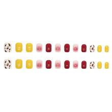 Pink Coffin Press On Nails Cute Cow Print Reusable Short Style Acrylic Nails Ready to Wear
