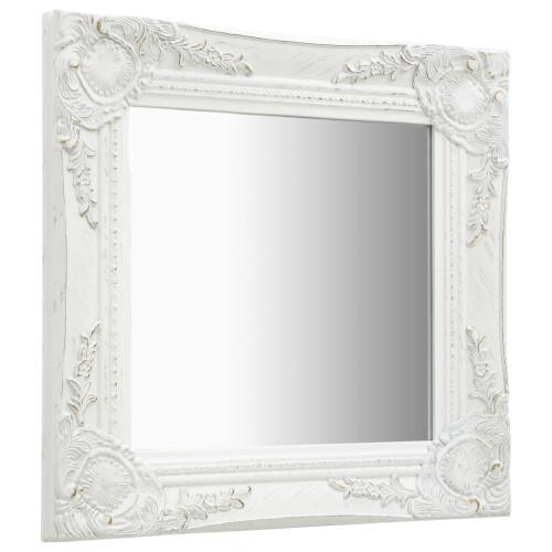 Berkfield Wall Mirror Baroque Style 40x40 cm White 1