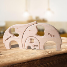 Wooden Family Puzzle with Names Custom Elephant Design Gift for Mom Dad Anniversary