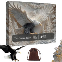 3D Eagle Jigsaw Puzzle 1000 Pieces for Adults, Majestic Carved Wildlife American Eagle Home Decor Gift Set