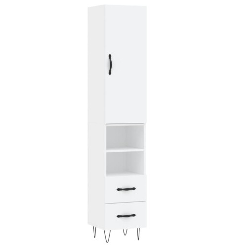Berkfield Highboard White 34.5x34x180 cm Engineered Wood 1