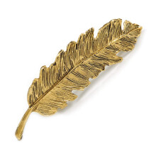 Vintage Feather Hair Clip Barrette for Women, Aged Gold Finish, 95mm Wide Vintage Hair Accessory