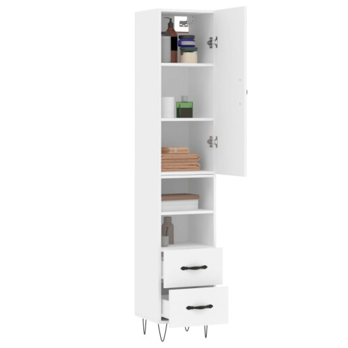 Berkfield Highboard White 34.5x34x180 cm Engineered Wood 2