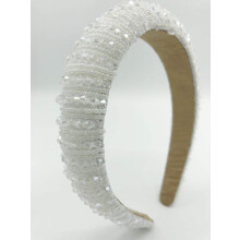 Handmade Crystal Beaded Headband for Women Sparkly Bridal Rhinestone Design White
