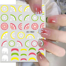 Summer Fruit Nail Art Stickers Lemon Orange Peach Design Back Glue Fast Decoration Sheet JO1963