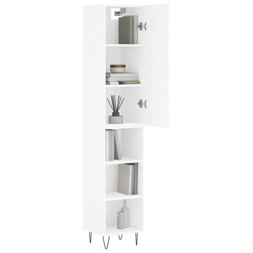 Berkfield Highboard White 34.5x34x180 cm Engineered Wood 2