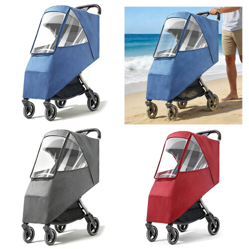 Weather infant Strollers Cover Breathable Linen-linen blue 2