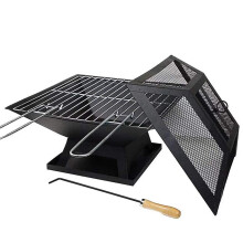 Stainless Steel Outdoor Fire Pit Grill 2 in 1 Design for Patio Heating and Portable BBQ Cooking