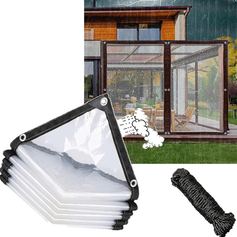 18X32 Ft Clear Pvc Tarp Waterproof Heavy Duty Transparent Tarpaulin With Reinforced Grommets For Patio Enclosure Greenhouse Garden 9351714795043