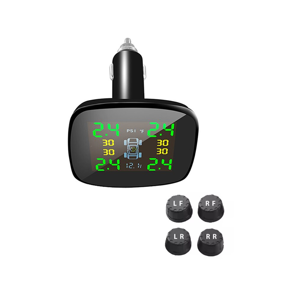 Usb Intelligent Cigarette Lighter Tpms With Temperature Alarm And 4 External Sensors Display Tire Status 4713740775478