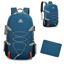 Waterproof Hiking Backpack with Breathable Mesh Straps and Foldable Design for Camping Cycling Travel (Dark Blue)