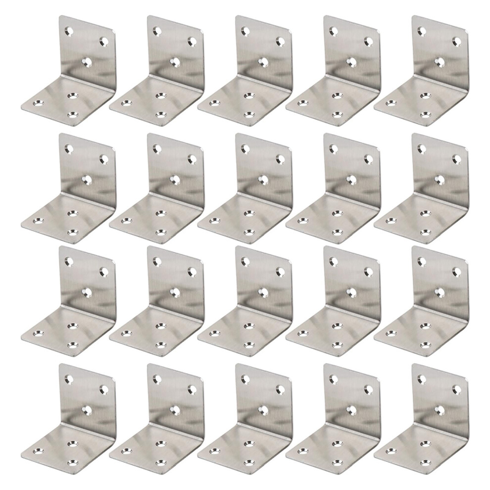 20Pcs Stainless Steel Corner Brace Heavy Duty 90 Degree L Bracket For Shelves 40X40x41mm Silver 9045646587660